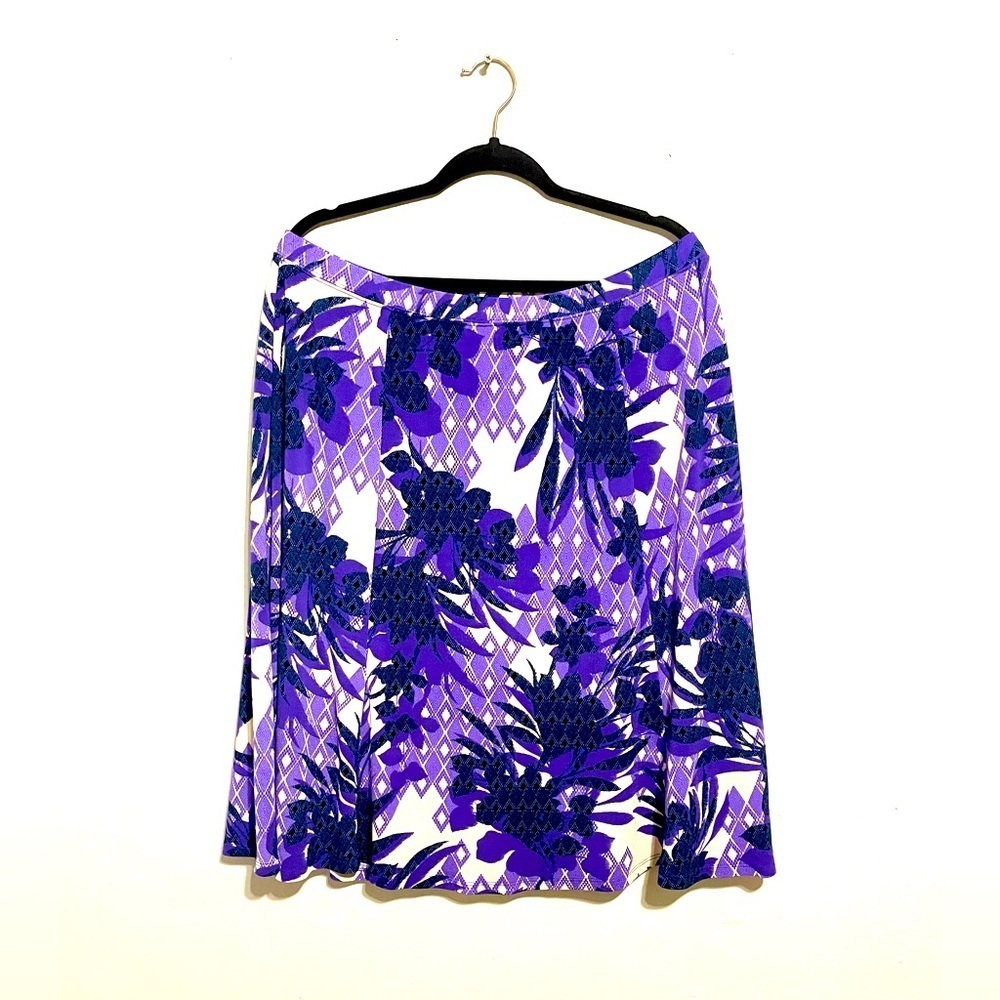 JACLYN SMITH FLORAL PURPLE MIDI SKIRT SUMMER SPRING OFFICE SIZE XXL